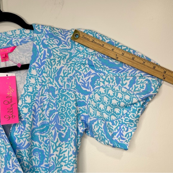 Lilly Pulitzer Sailynn Blue Whte Puff Sleeve Wrap Romper Size M NWT MSRP $168 - Picture 12 of 12